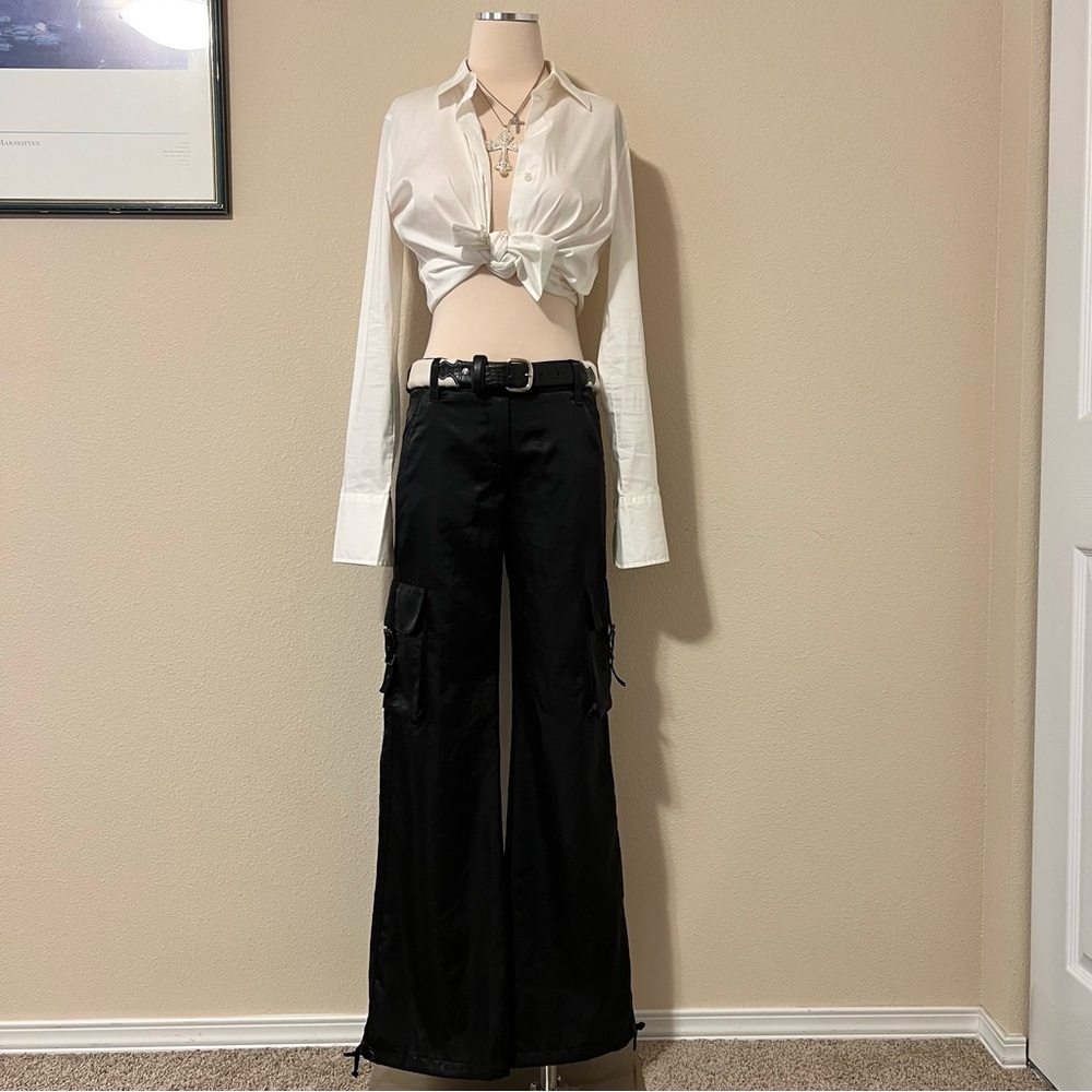 Vintage Express Low Rise Satin Cargo Pants